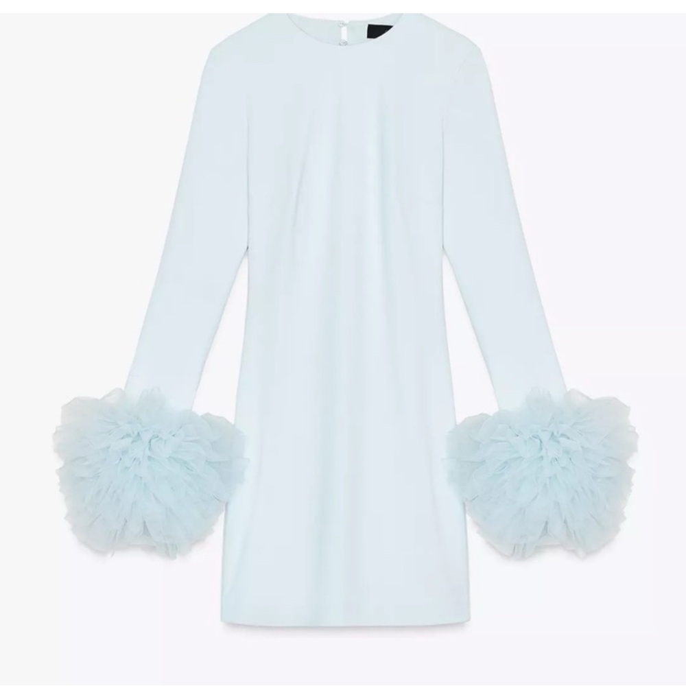 Zara Light Blue Dress with Tulle Cuffs